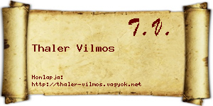 Thaler Vilmos névjegykártya